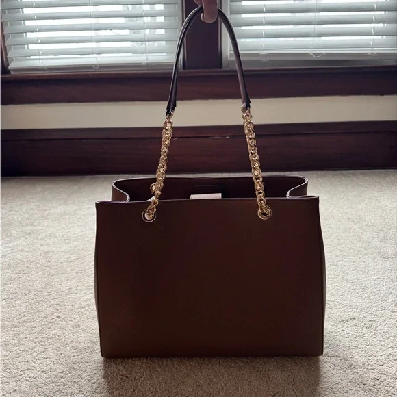 Michael Kors Susannah Large Tote-Chocolate Brown Tote with Gold Accents - Picture 2 of 6